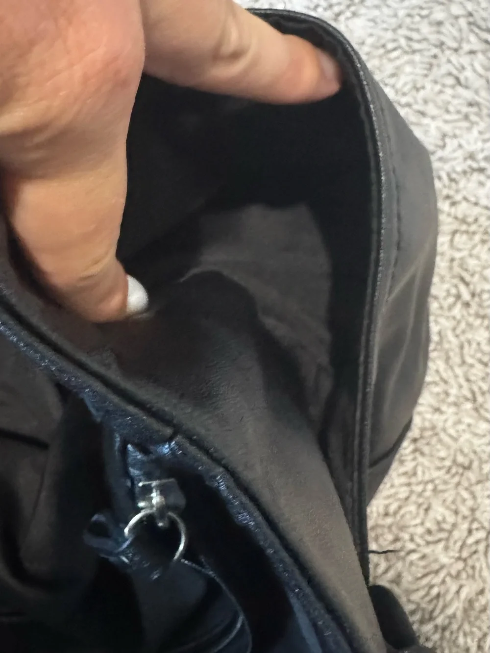 Relic Black Shoulder Tote with Silver Emblem